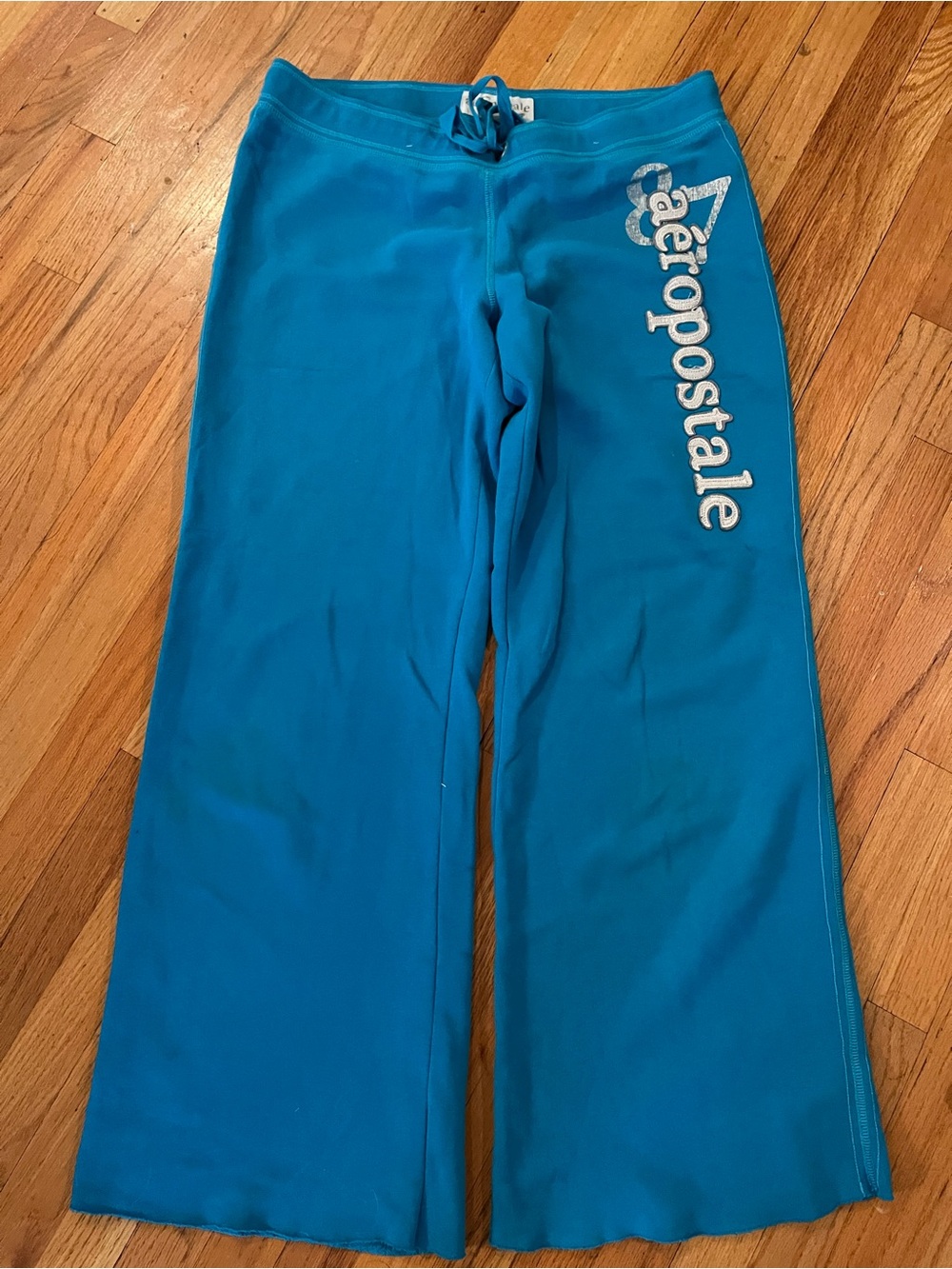 Vintage Y2K 2000s Aeropostale Teal/blue sweatpants size large  with drawstring